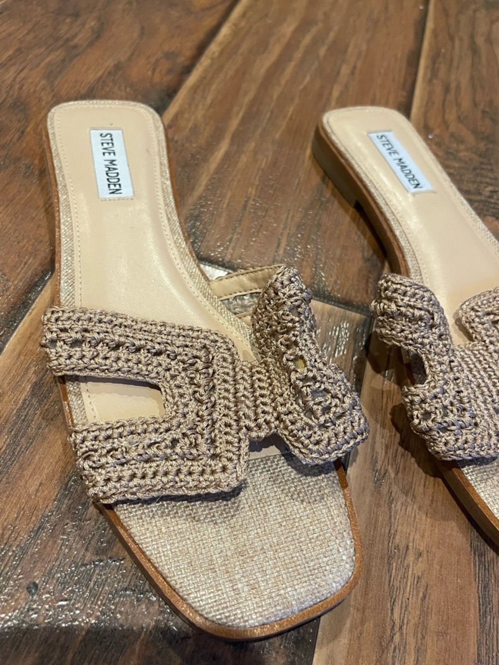 Steve Madden Hadyn Neutral Crochet Slide Mules in Beige - Picture 2 of 4